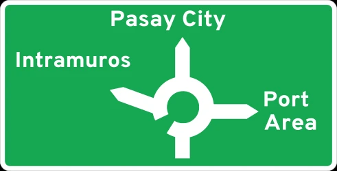 Information about the directions of the roundabout.