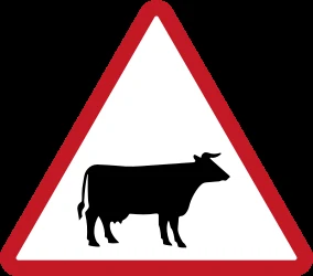 Warning for cattle on the road.
