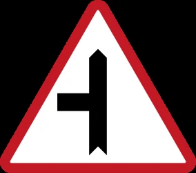 Warning for a crossroad with a side road on the left.
