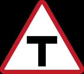 Warning for an uncontrolled T-crossroad.