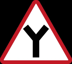 Warning for an uncontrolled Y-crossroad.