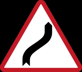 Warning for a double curve, first right then left.