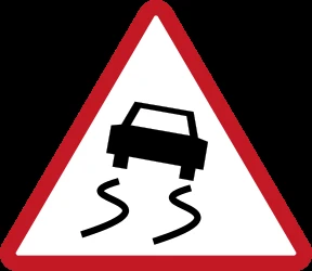 Warning for a slippery road surface.
