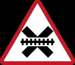 Warning for a railroad crossing without barriers.