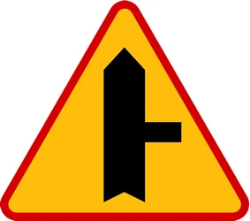 Warning for a crossroad with side road on the right.
