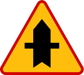 Warning for a crossroad side roads on the left and right.