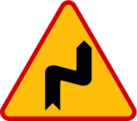 Warning for a double curve, first right then left.