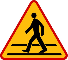 Warning for a crossing for pedestrians.