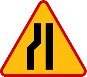 Warning for a road narrowing on the left.