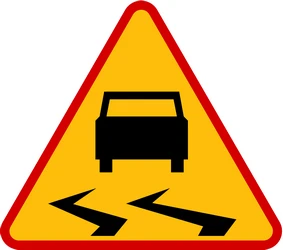 Warning for a slippery road surface.