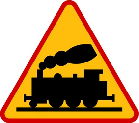 Warning for a railroad crossing without barriers.