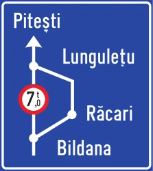 Detour for vehicles that are not allowed to pass.