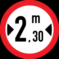 Vehicles wider than indicated prohibited.
