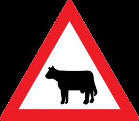 Warning for cattle on the road.