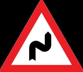 Warning for a double curve, first right then left.
