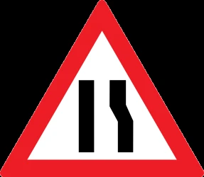 Warning for a road narrowing on the right.