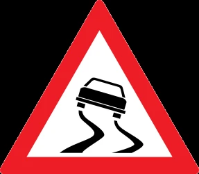 Warning for a slippery road surface.