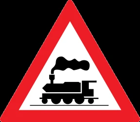 Warning for a railroad crossing without barriers.