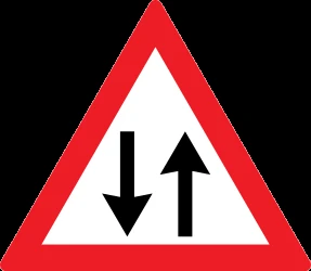 Warning for a road with two-way traffic.