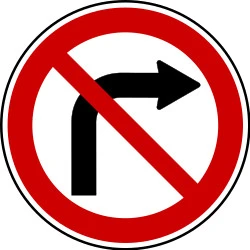 Turning right prohibited.