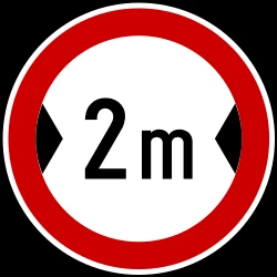 Vehicles wider than indicated prohibited.