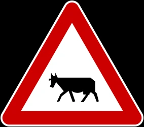 Warning for cattle on the road.