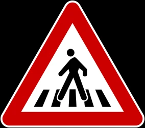 Warning for a crossing for pedestrians.