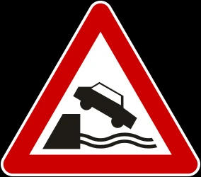 Warning for a quayside or riverbank.
