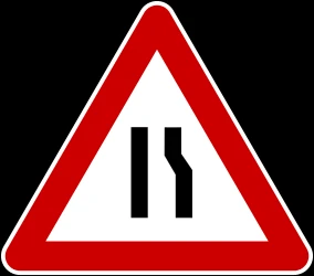 Warning for a road narrowing on the right.