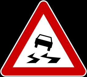 Warning for a slippery road surface.