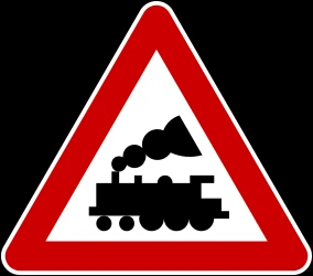 Warning for a railroad crossing without barriers.