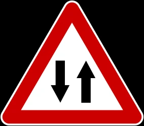 Warning for a road with two-way traffic.