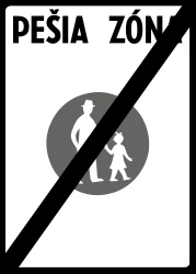 End of the zone for pedestrians.