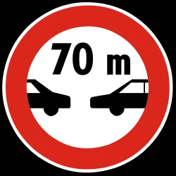 Leaving less distance than indicated prohibited.