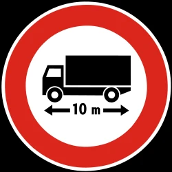 Vehicles longer than indicated prohibited.
