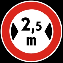 Vehicles wider than indicated prohibited.