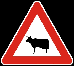 Warning for cattle on the road.