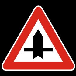 Warning for a crossroad side roads on the left and right.