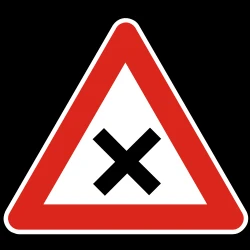 Warning for an uncontrolled crossroad.