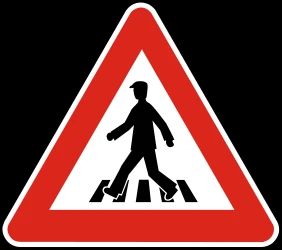 Warning for a crossing for pedestrians.