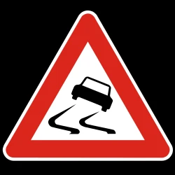 Warning for a slippery road surface.