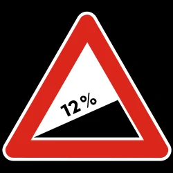 Warning for a steep ascent.
