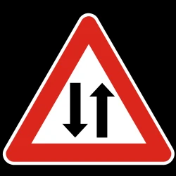 Warning for a road with two-way traffic.