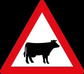 Warning for cattle on the road.
