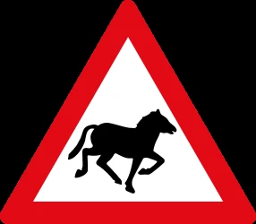 Warning for wild horses on the road.