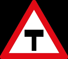 Warning for an uncontrolled T-crossroad.