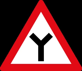 Warning for an uncontrolled Y-crossroad.