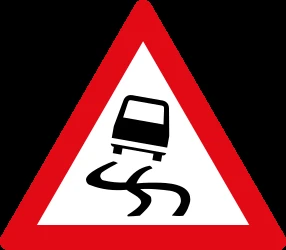 Warning for a slippery road surface.