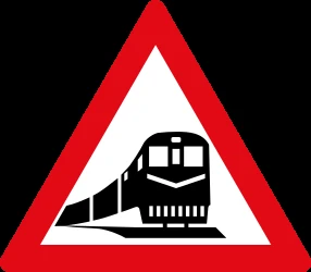 Warning for a railroad crossing without barriers.