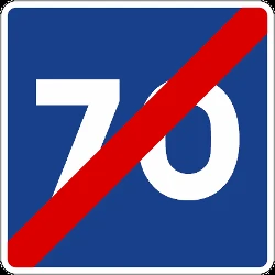 End of the advisory speed limit.